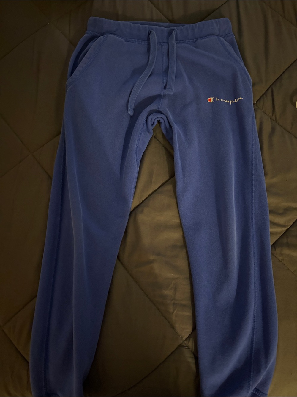 Champion Men's Dark Blue Fleece Joggers with Logo Embroidery